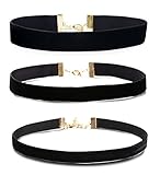 Besteel 3pcs Classic Elegant Girls Plain Black Velvet Ribbon Choker Necklace Extender Chain