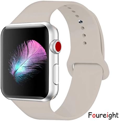 for Apple Watch Band, Foureight Durable Soft Silicone iWatch Strap Replacement Sport Band for Apple Watch Band Series 4 Series 3 Series 2 Series 1 Sport, Edition (Stone Gray, 42mm M/L=44mm M/L)