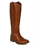Breckelle AE45 Women Leatherette Round Toe Riding Knee High Boot - Tan
