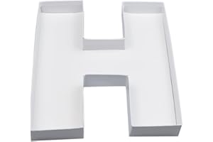 MANOCZY 10" H Shaped Cardboard Letter Mache Chocolate Sweets Candy Container Box (White,H )