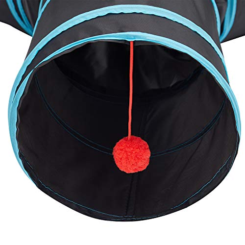 Love's cabin Cat Tunnel Tube, Collapsible 3 Way Pet Tunnel - Cat Play Tent Interactive Toy Maze Cat House Bed with Balls for Cat Puppy Kitten Rabbit