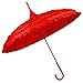 Kung Fu Smith Women Vintage Polka Dots Travel Stick Rain Pagoda Parasol Umbrella (Red Lace)