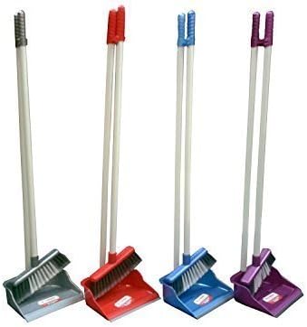 Eco Long Handle Handled Dustpan Dust Pan And & with Brush Set Sweeper (Purple)