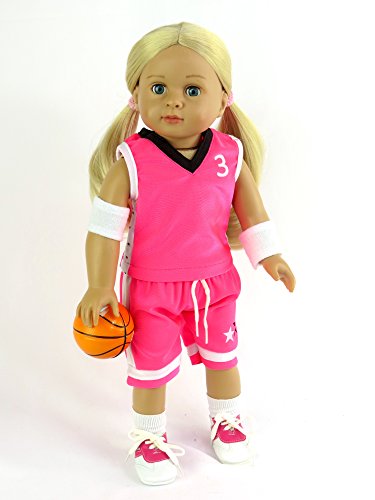 American Fashion World Pink Basketball Player Uniform fits 18 Inch Doll