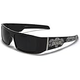 LOCS NEW MENS HARDCORE GANGSTA BIKER SUNGLASSES (BLACK W/SKULLS)