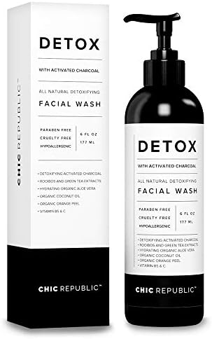 All Natural Activated Charcoal Facial Cleanser - Organic Daily Acne Treatment, Face Wash for Smooth Skin, Pore Minimizing Facewash, Anti Aging Skin Rejuvenation, Aloe Vera Gel, Coconut Oil