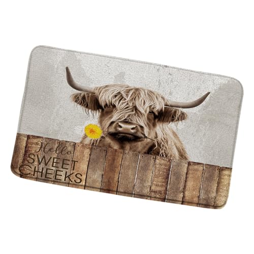 Highland Cow Rustic Farmhouse Bath Mat