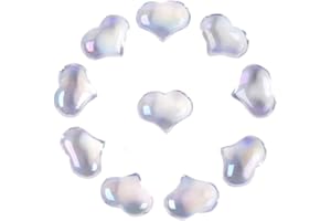 JUSTINSTONES Aqua Aura Clear Quartz Gemstone Healing Crystal 1 inch Mini Puffy Heart Pocket Stone Iron Gift Box (Pack of 10)