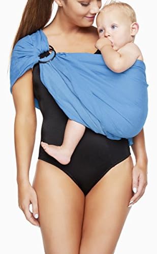 Breathable Baby Wrap Water METAL Ring Sling Carrier Infant Wrap Toddlers.Baby Shower Gift with Polyester and Quickdry Fabrics Material to Indoor Outdoor Travel Comfort for Newborn. (Sky Blue)