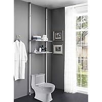 ALLZONE Bathroom Organizer, Over The Toilet Storage Rack, Over The Washer Shelf for Laundry Room, No Drilling, Extremely Easy to Assemble, Height and Width Adjustable with Ample Space