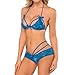 Women's Sexy Bridal Lingerie Lace Strappy Babydoll Open Cup Bra Brazilian Panty Chemise Set Blue Medium