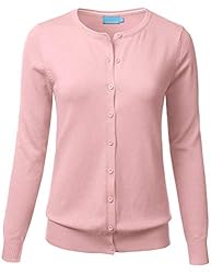 FLORIA Women's Button Down Crew Neck Long Sleeve