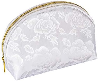 Small Make Up Case for Women - Portable White Toiletry Wash Bag, Makeup Bag Organiser, Womens Make Up Pouch, Travel Cosmetic Bag