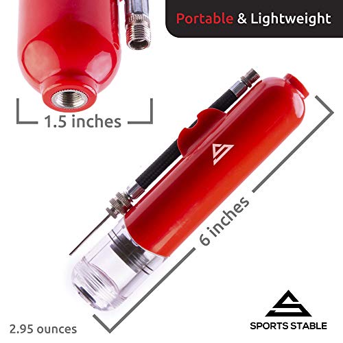 Sports Stable Dual Action Ball Pump Comes with 5 Standard Needles and 2 Plastic Yoga Ball Adaptors for Your Football, Basketball, Soccerball, Pilates Ball, Volleyball, Handball, Yoga Ball - Thumbnail 3