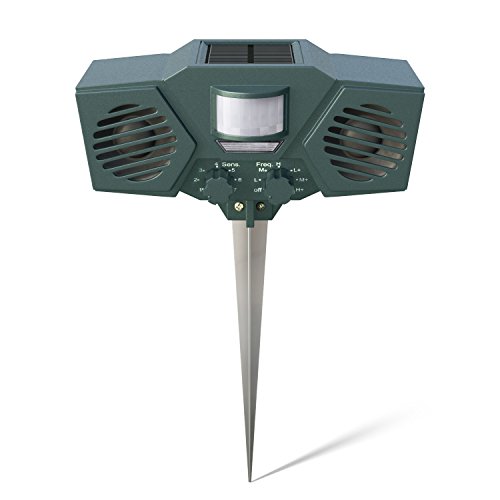 Hoont Powerful Solar Battery Powered Ultrasonic Outdoor Animal & Pest Repeller - Motion Activated