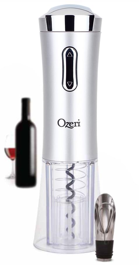 Ozeri Nouveaux II Electric Wine Opener with Foil Cutter, Wine Pourer and Stopper