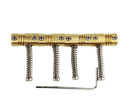 Guyker Bass Bridge Saddles (4 Pcs) - String Pitch 19mm Brass Compensated Saddles Set with Wrench Highgrade Replacement Part for Electric Bass - Thumbnail 7