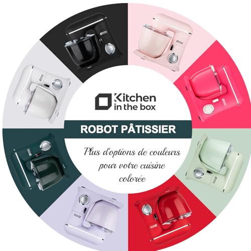 Kitchen in the box Pastry Processor, 4.5L+5L 2 Bowls Kitchen Robots, 10 Speeds Electric Kitchen Mixer, 1300 W Professional Kneader with Whisk, Beater, Hook (Green)