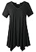 LARACE Women Casual T Shirt V-Neck Tunic Tops For Leggings(2X, Black)
