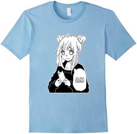 Men's Anime Girl Texting T Shirt Hot Fashion T Shirt XL Baby Blue