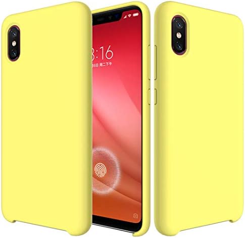 SOGOCOOL Liquid Silicone Gel Rubber for Xiaomi Mi 8 Case, Slim Fit Case with Soft Microfiber Cloth Lining Cushion for Xiaomi Mi 8 (Yellow)