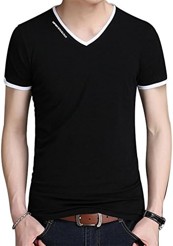 JNC Men's V-Neck Casual Slim Fit Long/Short Sleeve Fashion Printed T-Shirts Cotton Shirts
