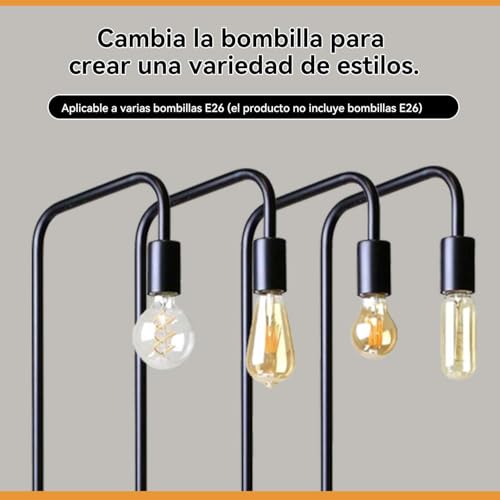 Lampara de Pie para Sala,Socket E26,152cm, Lámpara de Pie Industrial para Sala de Estar,Lámpara de Pie Moderna con Interruptor de Pie,Diseño Minimalista,para Recámara y Estudio,(Bombilla no Incluida)