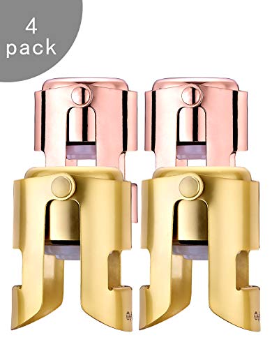 OWO Champagne Stopper, Stainless Steel Bottle Plug Sealer for Sparkling Wine, Superior Leak-Proof Bubble Retaining Saver, No Sharp Edge, No Spill, Fizz Saver, Passed Press Test (Gold & Rose Gold) - Thumbnail 7