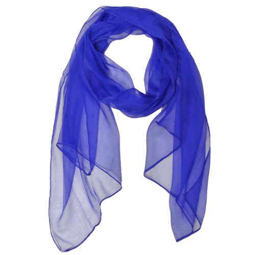 Wrapables Solid Color 100% Silk Long Scarf, Royal Blue