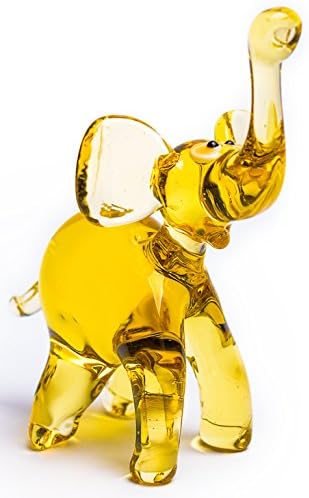 Glass elephant, adorable little glass souvenir, handmade figure of an elephant, glass animal