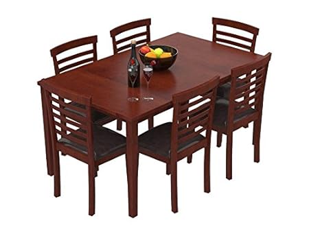 Forzza Vegas Six Seater Solid Wood Dining Table Set (Oak)