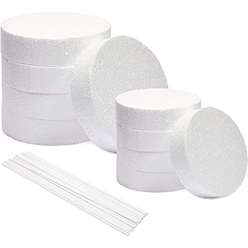 30 Craft Foam Circles with 30 Plastic Dowels (2 Sizes, 60 Pieces