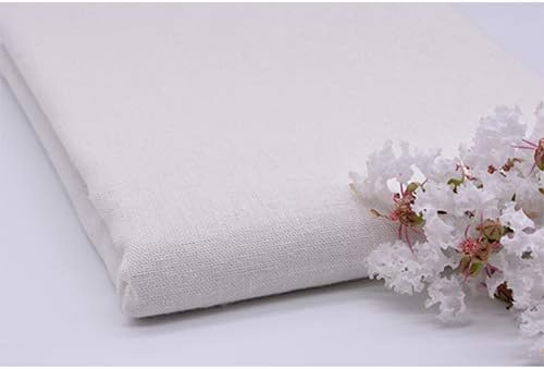 ONECHANCE Original Flax Linen Fabric by The Metre Solid Color 100x150cm Color White Size 1 metre