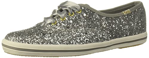 Keds womens Champion Kate Spade Glitter Sneaker, Silver, Wide US
