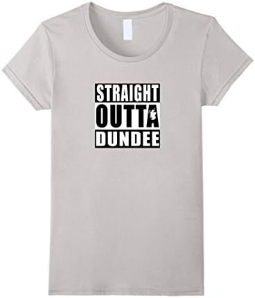 Women's Straight Outta Dundee T-shirt Scotland Outline Gift Tee Large Silver