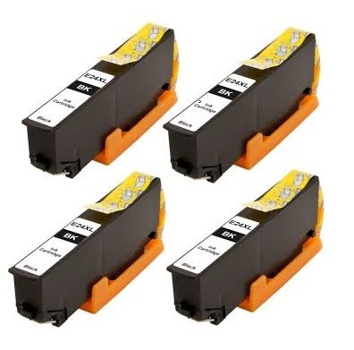 4x Compatible T2431 BLACK, EPSON 24XL High Capacity XL Ink Cartridges For EPSON Expression Premium XP-750, XP-850 Inkjet Printers FOR 24 (ELEPHANT) SERIES. With chip installed and will show ink levels. 12ml EACH — image 1