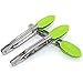 QAAQS 7 Inch Mini Stainless Steel Food Tongs for Serving With Silicone Tips Barbeque Grilling Small Cooking Kitchen Ice Tongs 3 Pieces Green