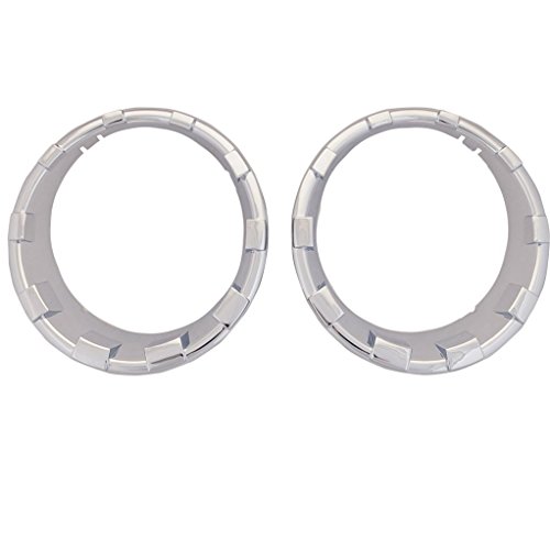 AutoOcean Triple Chrome Front Light Headlight Trim Cover Bezels Pair Accessories Jeep Wrangler Rubicon Sahara Sport Jk Unlimited 2 door 4 door Silver 2007 2008 2009 2010 2011 2012 2013 2014 2015 2016