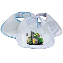 John Deere Baby Stuff TRACTOR JOHN DEERE Koolart BABY BIB (Personalised and choice of ribbing colour FREE)1019