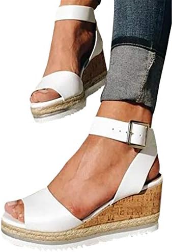 Gyouanime Women Ankle Strap Platform Wedges Sandals High Heel Wedge Sandals Dress Shoes Peep Toe Sandals