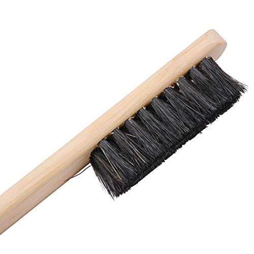 MUZOCT Wheel Brush 16 Inch Long Rim Tire Detail Clean Tool Soft Bristle Wooden Handle for Car Motorcycles Wheels