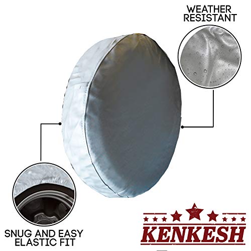 Spare Tire Cover – Must-Have Car Accessories for Your SUV, Jeep, RV, Trailer, Truck – Fit Most Wheel Sizes by Kankesh (S(14 INCH), Silver)