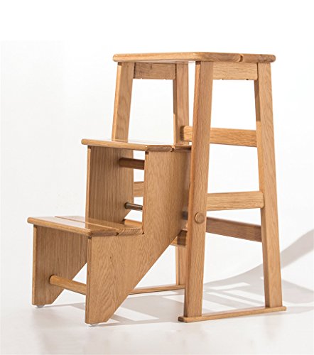 Lixiong Folding Ladder Stool Multifunction Dual Use 3 Step Ladder Solid Wood Wood Color 30 49 60cm Library Stools Buy Online In United Arab Emirates Lixiong Zhedieyi Products In United Arab