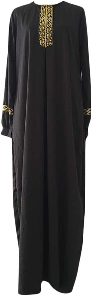 Women Plus Size Print Abaya Jilbab Muslim Maxi Dress Casual Kaftan Long Dress