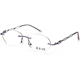LUFF Rimless Reading Glasses For Women 3.5 | 96% Blue Light Blocking | Lightweight 16g Metal Frame | Computer Readers for Eye Strain Relief | 4 Colors