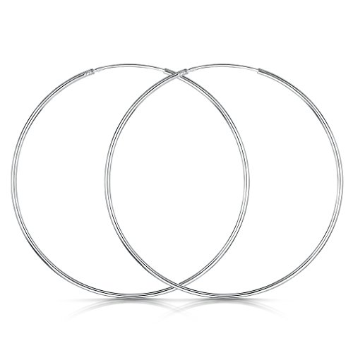 Amberta 925 sterling silver fine circle endless hoops -…