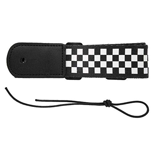 Bnineteenteam Ukulele Strap, Guitar Ukulele Shoulder Strap Black and White Squares Pattern Adjustable Guitar Shoulder Strap Accessory for Ukulele 4 String Musical Instruments
