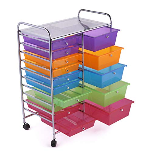 15-Drawer Rolling Storage Cart Scrapbook Paper Office Unit Organizer Rack Shelves