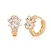 Windshow Girls 18K Gold Plated 4 Leaf Clover Heart Cut Small Hoop Huggie Earrings