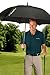 ScratchPlay Golf Umbrella for Outdoor Travel Sports - Protects from Beach Sun Rain and Shade -Automatic Opening Lightweight Double Vented Wind Resistant Waterproof Canopy Fiberglass Frame Black